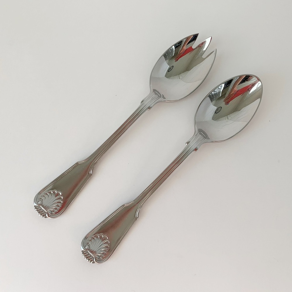 Towle Germany London Shell Lot of 1 Serving Spoon & 1 Pierced Serving Spoon